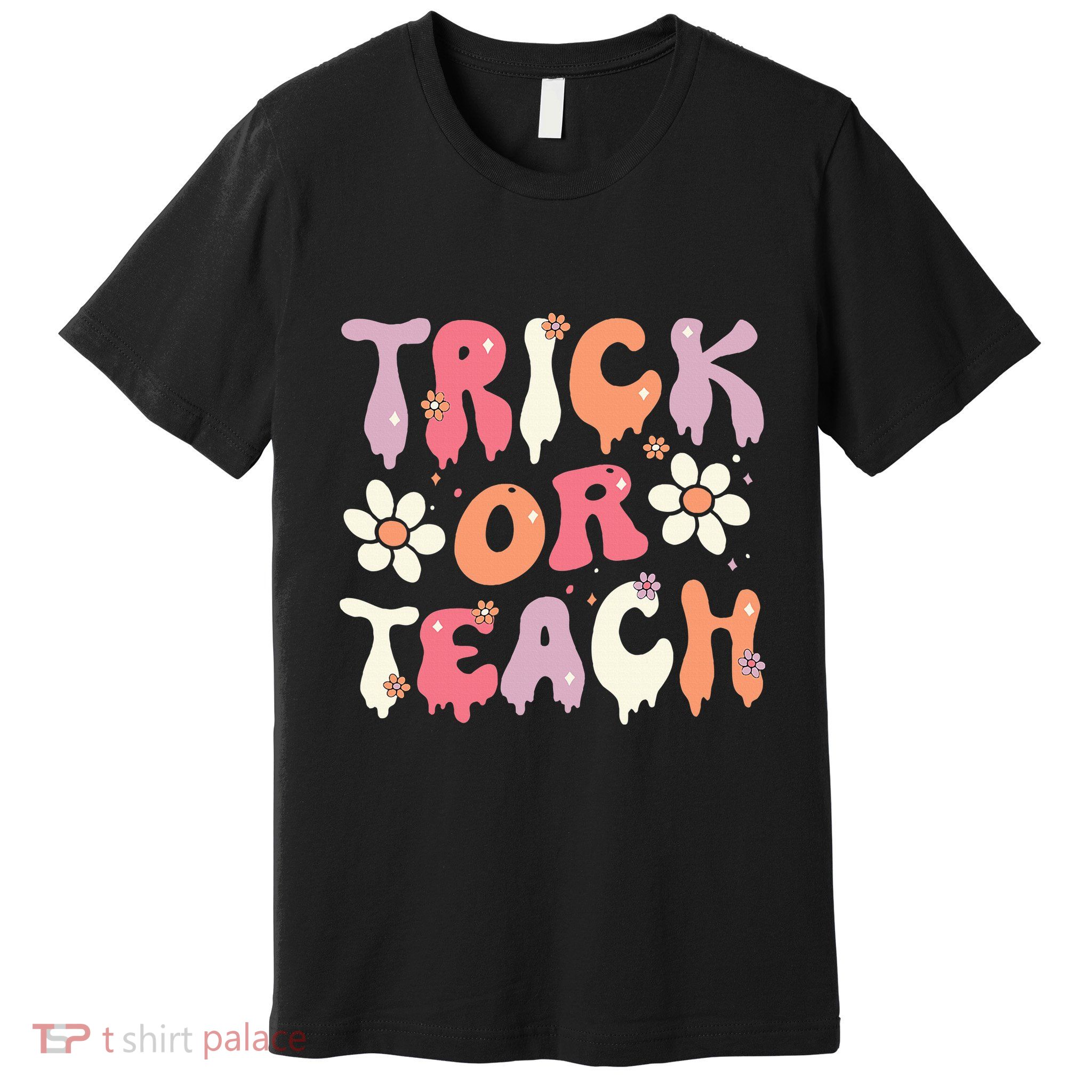 Halloween Costume Trick or Teach Ghost Groovy 70s Party Premium T-Shirt