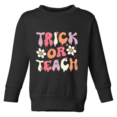 Halloween Costume Trick or Teach Ghost Groovy 70s Party Toddler Sweatshirt
