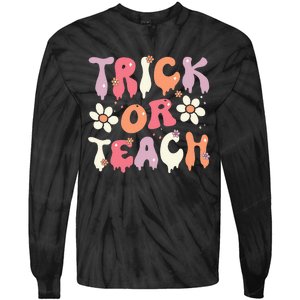 Halloween Costume Trick or Teach Ghost Groovy 70s Party Tie-Dye Long Sleeve Shirt