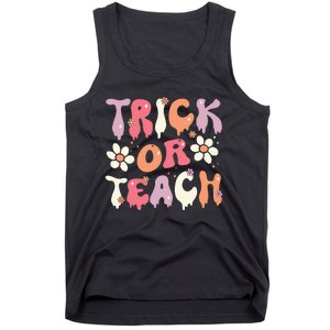 Halloween Costume Trick or Teach Ghost Groovy 70s Party Tank Top