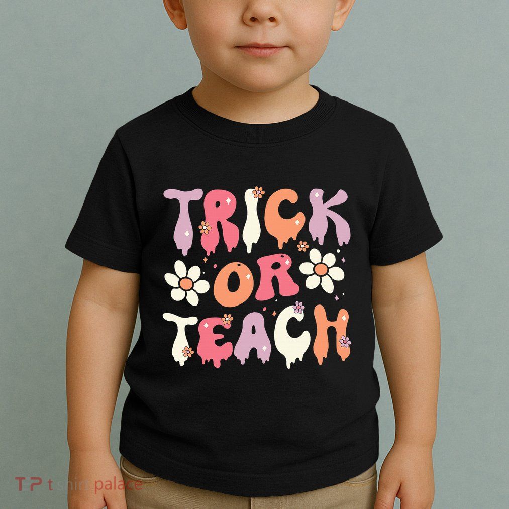 Halloween Costume Trick or Teach Ghost Groovy 70s Party Toddler T-Shirt