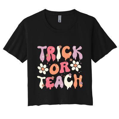 Halloween Costume Trick or Teach Ghost Groovy 70s Party Crop Top
