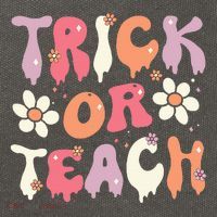 Halloween Costume Trick or Teach Ghost Groovy 70s Party Cotton Canvas Backpack
