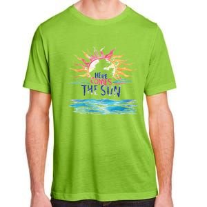 Here Comes The Sun Beach Retro Tropical Summer Cute Gift Adult ChromaSoft Performance T-Shirt