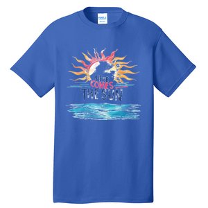 Here Comes The Sun Beach Retro Tropical Summer Cute Gift Tall T-Shirt