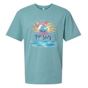 Here Comes The Sun Beach Retro Tropical Summer Cute Gift Sueded Cloud Jersey T-Shirt