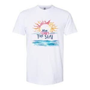 Here Comes The Sun Beach Retro Tropical Summer Cute Gift Softstyle CVC T-Shirt