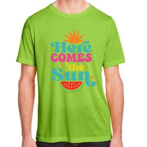 Here Comes The Sun Beach Retro Tropical Summer Cute Gift Adult ChromaSoft Performance T-Shirt