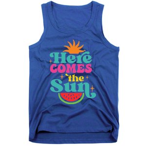 Here Comes The Sun Beach Retro Tropical Summer Cute Gift Tank Top