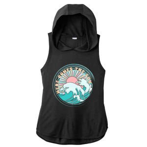 Here Comes The Sun Funny Summer Vacation Hawaii Beach Family Gift Ladies PosiCharge Tri-Blend Wicking Draft Hoodie Tank