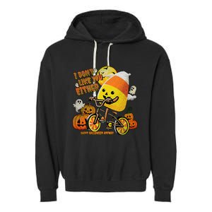 Halloween Costume Team Candy Corn I DonT Like You Either Garment-Dyed Fleece Hoodie