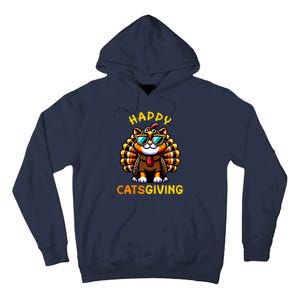 Happy Catsgiving Thanksgiving Funny Turkey Cat Tall Hoodie