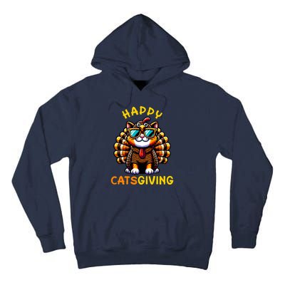 Happy Catsgiving Thanksgiving Funny Turkey Cat Tall Hoodie