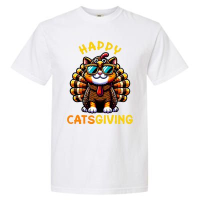 Happy Catsgiving Thanksgiving Funny Turkey Cat Garment-Dyed Heavyweight T-Shirt