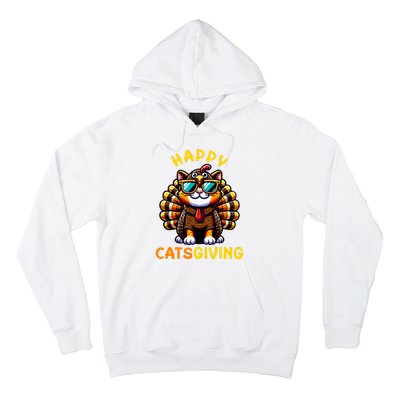 Happy Catsgiving Thanksgiving Funny Turkey Cat Hoodie