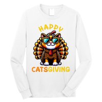 Happy Catsgiving Thanksgiving Funny Turkey Cat Long Sleeve Shirt