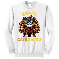 Happy Catsgiving Thanksgiving Funny Turkey Cat Sweatshirt