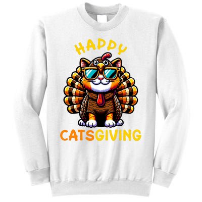 Happy Catsgiving Thanksgiving Funny Turkey Cat Sweatshirt