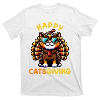 Happy Catsgiving Thanksgiving Funny Turkey Cat T-Shirt