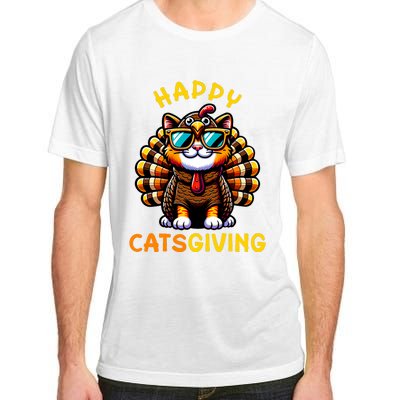 Happy Catsgiving Thanksgiving Funny Turkey Cat Adult ChromaSoft Performance T-Shirt