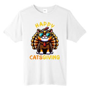 Happy Catsgiving Thanksgiving Funny Turkey Cat Tall Fusion ChromaSoft Performance T-Shirt