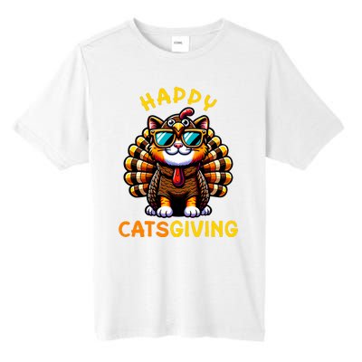 Happy Catsgiving Thanksgiving Funny Turkey Cat Tall Fusion ChromaSoft Performance T-Shirt