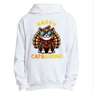 Happy Catsgiving Thanksgiving Funny Turkey Cat Urban Pullover Hoodie