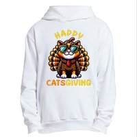 Happy Catsgiving Thanksgiving Funny Turkey Cat Urban Pullover Hoodie