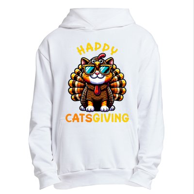 Happy Catsgiving Thanksgiving Funny Turkey Cat Urban Pullover Hoodie