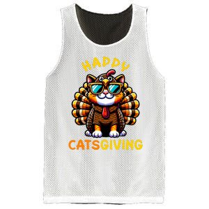 Happy Catsgiving Thanksgiving Funny Turkey Cat Mesh Reversible Basketball Jersey Tank