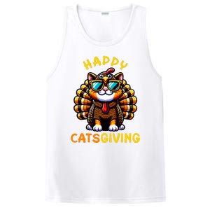 Happy Catsgiving Thanksgiving Funny Turkey Cat PosiCharge Competitor Tank