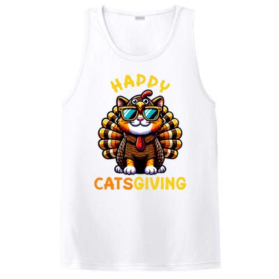 Happy Catsgiving Thanksgiving Funny Turkey Cat PosiCharge Competitor Tank