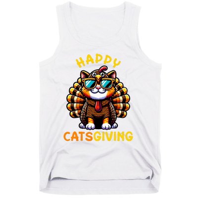 Happy Catsgiving Thanksgiving Funny Turkey Cat Tank Top