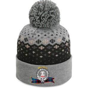 Hume Clan Tartan Crest Motto The Baniff Cuffed Pom Beanie