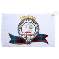 Hume Clan Tartan Crest Motto Grommeted Golf Towel