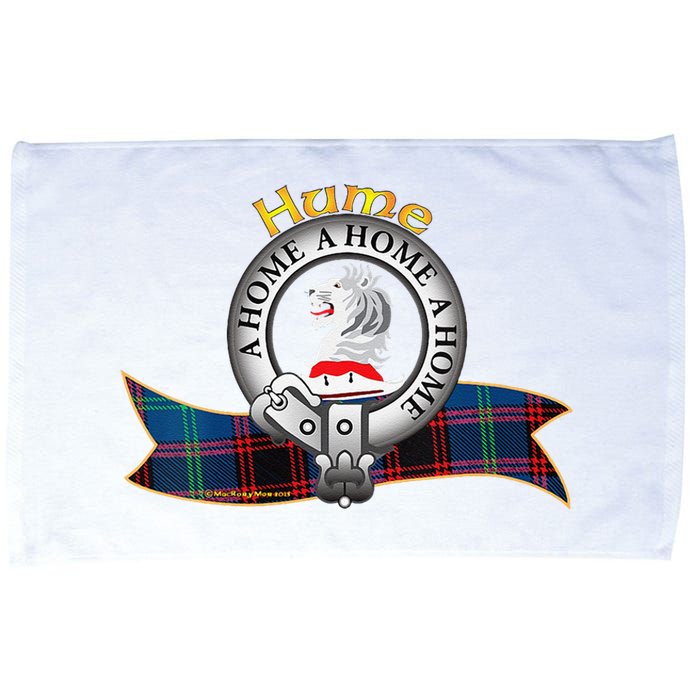 Hume Clan Tartan Crest Motto Microfiber Hand Towel