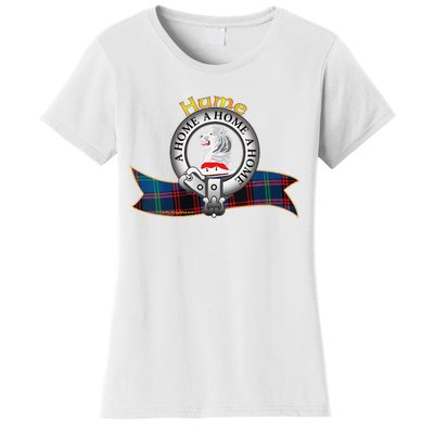 Hume Clan Tartan Crest Motto Women's T-Shirt