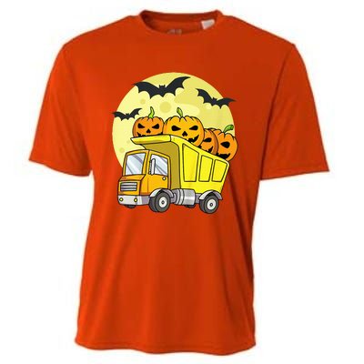 Halloween Construction Truck Pumpkin Cooling Performance Crew T-Shirt