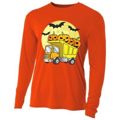 Halloween Construction Truck Pumpkin Cooling Performance Long Sleeve Crew