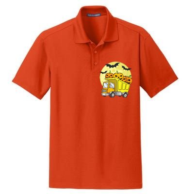 Halloween Construction Truck Pumpkin Dry Zone Grid Polo