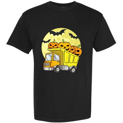 Halloween Construction Truck Pumpkin Garment-Dyed Heavyweight T-Shirt