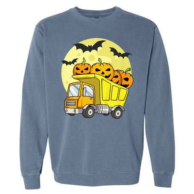 Halloween Construction Truck Pumpkin Garment-Dyed Sweatshirt