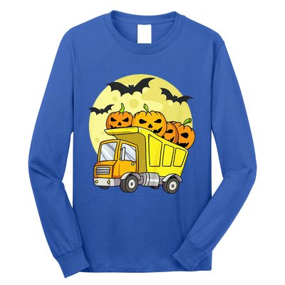 Halloween Construction Truck Pumpkin Long Sleeve Shirt