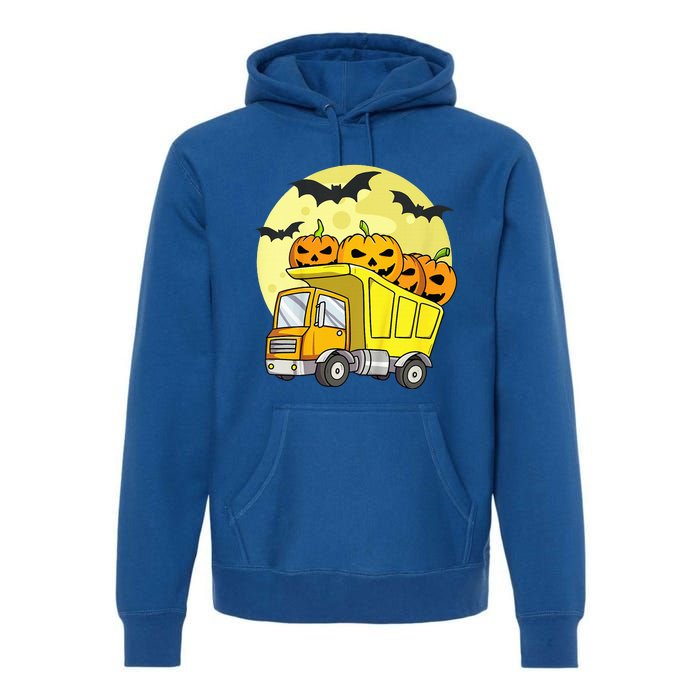 Halloween Construction Truck Pumpkin Premium Hoodie