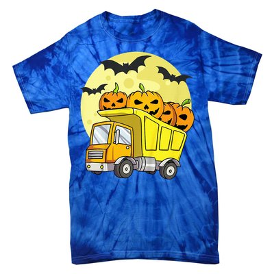 Halloween Construction Truck Pumpkin Tie-Dye T-Shirt