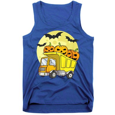 Halloween Construction Truck Pumpkin Tank Top