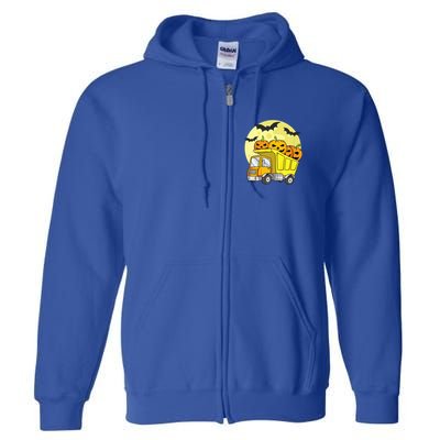 Halloween Construction Truck Pumpkin Full Zip Hoodie