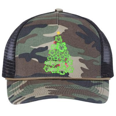 Hawaiian Christmas Tree Mele Kalikimaka Hawaii Tropical Retro Rope Trucker Hat Cap