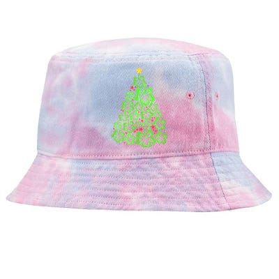 Hawaiian Christmas Tree Mele Kalikimaka Hawaii Tropical Tie-Dyed Bucket Hat