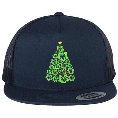 Hawaiian Christmas Tree Mele Kalikimaka Hawaii Tropical Flat Bill Trucker Hat